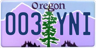 OR license plate 003YNI