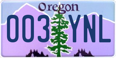 OR license plate 003YNL