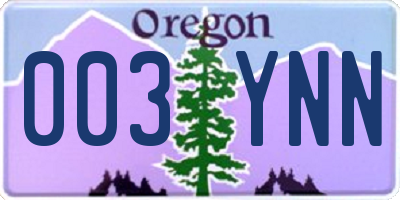 OR license plate 003YNN