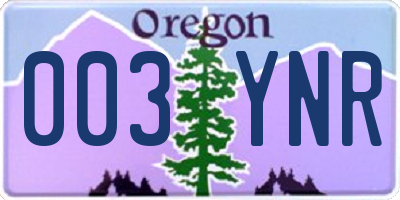 OR license plate 003YNR