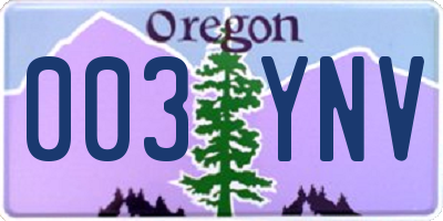 OR license plate 003YNV