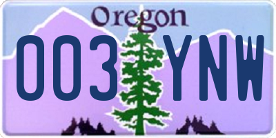 OR license plate 003YNW