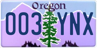OR license plate 003YNX
