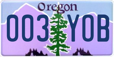 OR license plate 003YOB