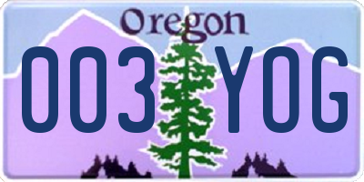OR license plate 003YOG