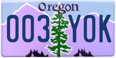 OR license plate 003YOK