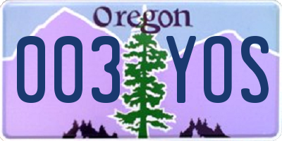 OR license plate 003YOS