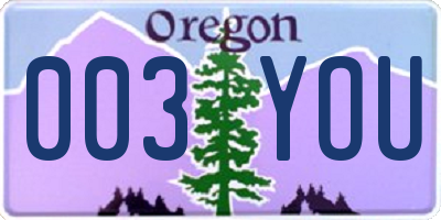 OR license plate 003YOU