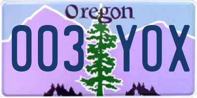 OR license plate 003YOX