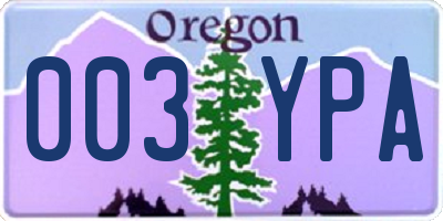 OR license plate 003YPA