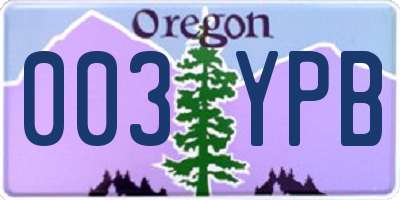 OR license plate 003YPB