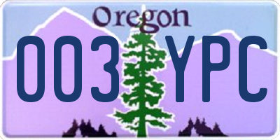 OR license plate 003YPC
