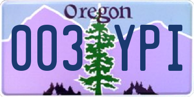 OR license plate 003YPI