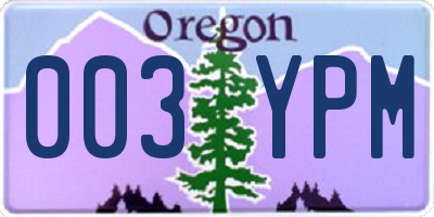 OR license plate 003YPM