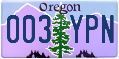 OR license plate 003YPN