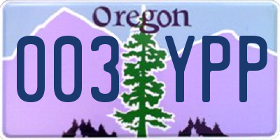OR license plate 003YPP