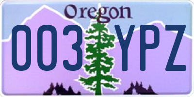 OR license plate 003YPZ