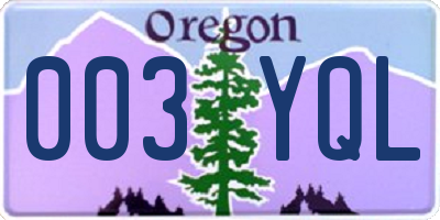 OR license plate 003YQL