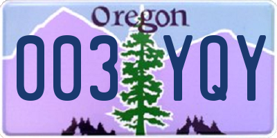 OR license plate 003YQY