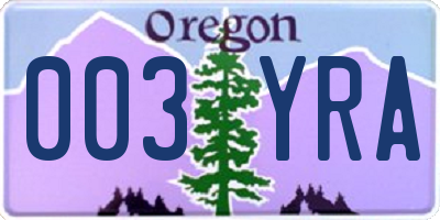 OR license plate 003YRA