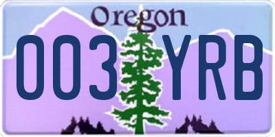 OR license plate 003YRB