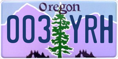OR license plate 003YRH