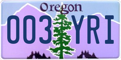OR license plate 003YRI