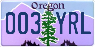 OR license plate 003YRL