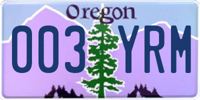 OR license plate 003YRM