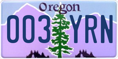 OR license plate 003YRN