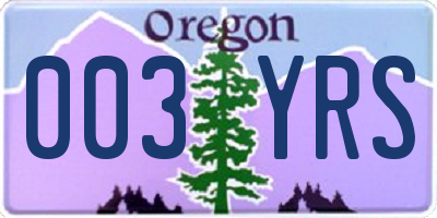 OR license plate 003YRS