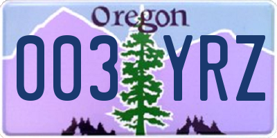 OR license plate 003YRZ