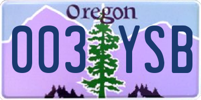 OR license plate 003YSB