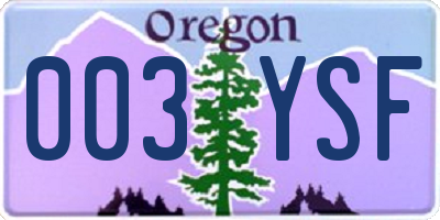 OR license plate 003YSF