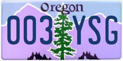 OR license plate 003YSG