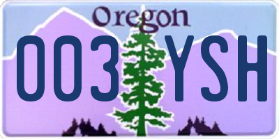 OR license plate 003YSH