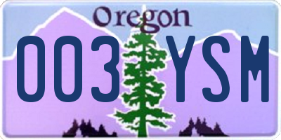 OR license plate 003YSM