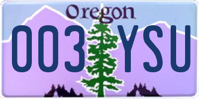 OR license plate 003YSU