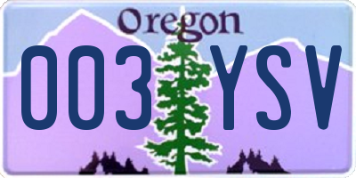 OR license plate 003YSV