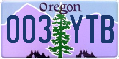 OR license plate 003YTB