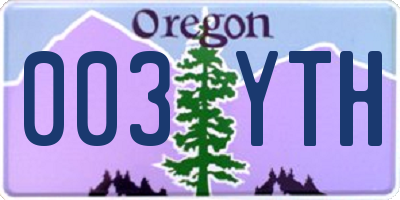 OR license plate 003YTH