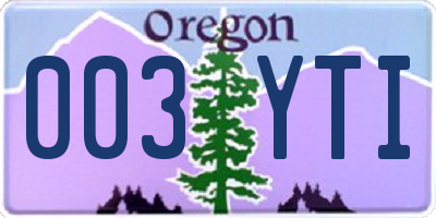 OR license plate 003YTI