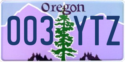 OR license plate 003YTZ