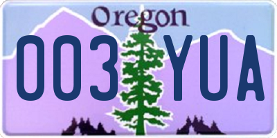 OR license plate 003YUA