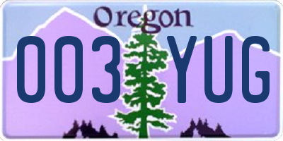 OR license plate 003YUG