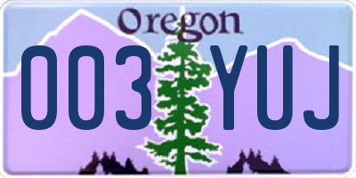 OR license plate 003YUJ