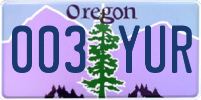 OR license plate 003YUR