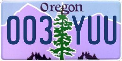OR license plate 003YUU