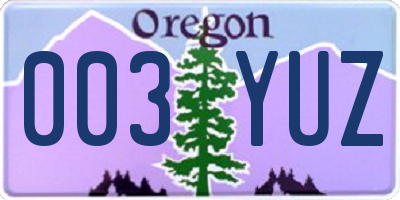 OR license plate 003YUZ
