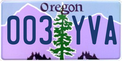 OR license plate 003YVA